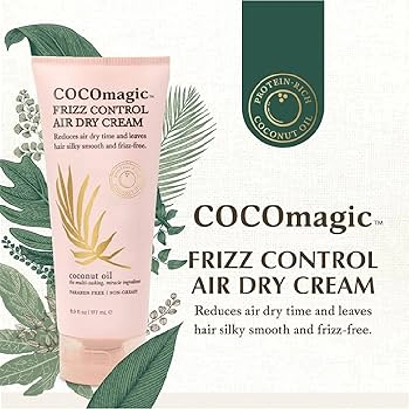 Cocomagic Frizz Control Air Dry Cream | Anti-Frizz Styling Cream | Helps to Calm and Smooth Frizz-Prone Hair | Paraben Free, Cruelty Free, Made in USA (6 oz)