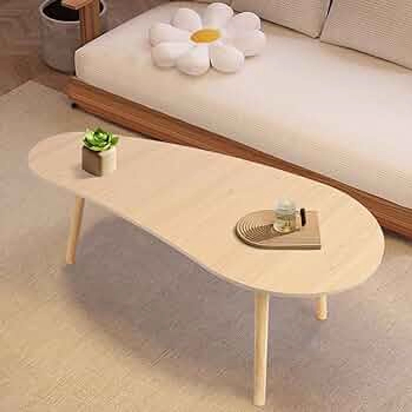 Small Coffee Table,Mid Century Modern Small Coffee Tables for Living Room,Center Minimalist Display Coffee Table with Oval Shap,Small Round Coffee Table Coffee Table Small for Office Wooden Color