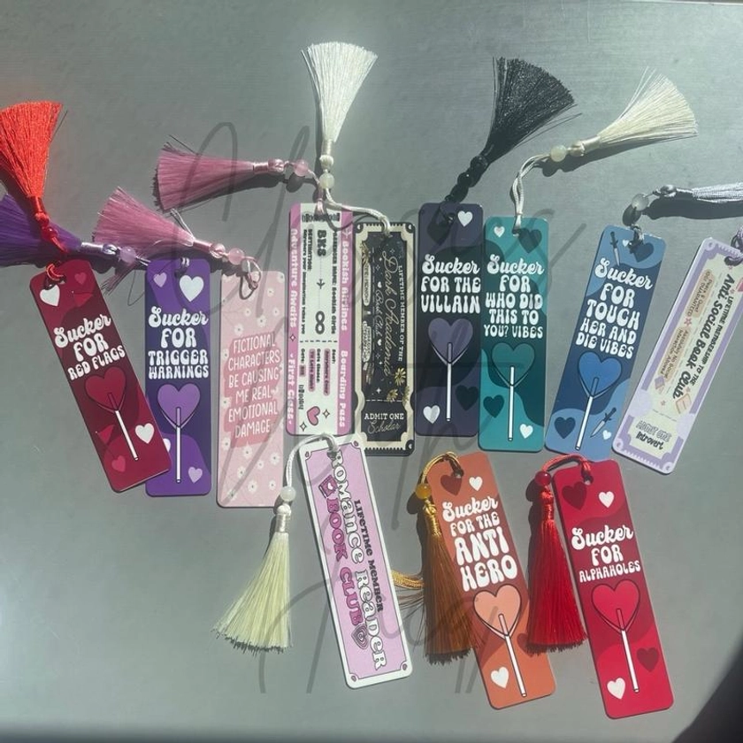 Metal Bookmark, book themed bookmarks, book tropes