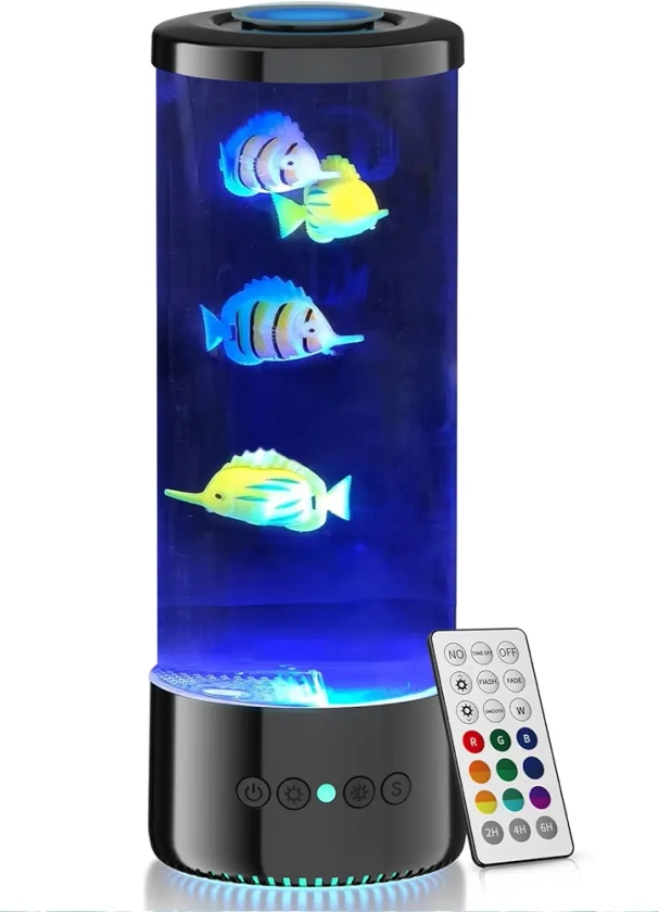 Fish Lamp,Electric Fish water tank table lamp with color changing light, decoration for adult and children's bedrooms, and relaxing room atmosphere light.