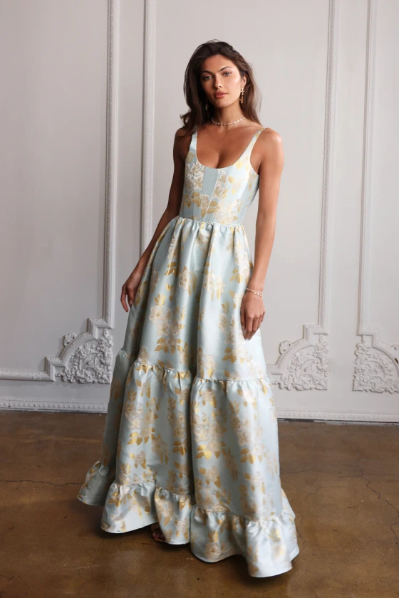 The Avery Dress in Ballad Blue Baroque Floral