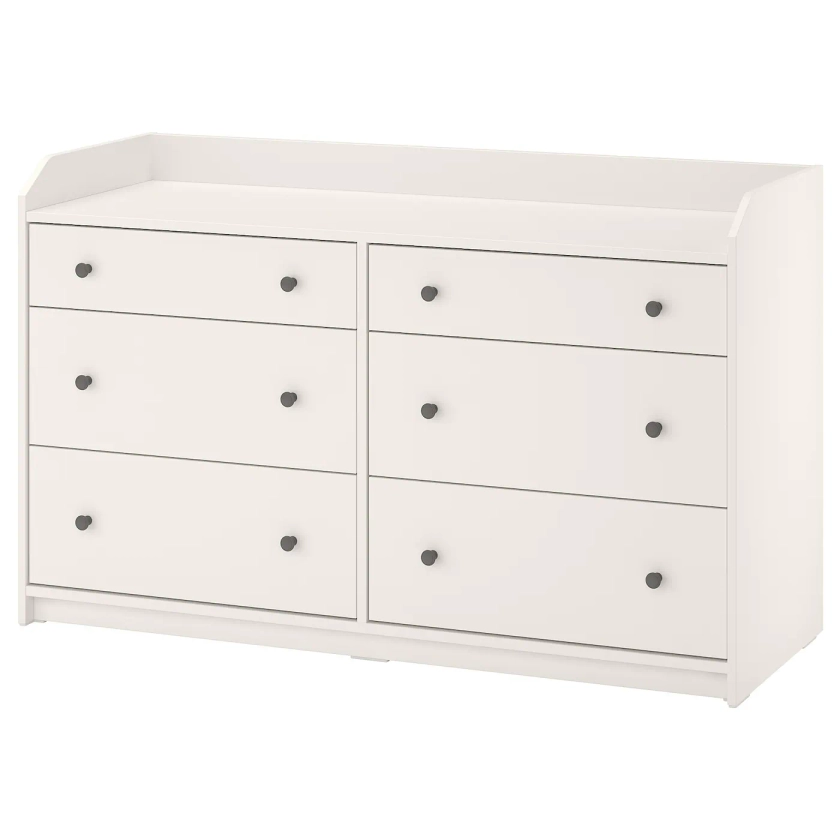 HAUGA Commode 6 tiroirs, blanc, 138x84 cm - IKEA