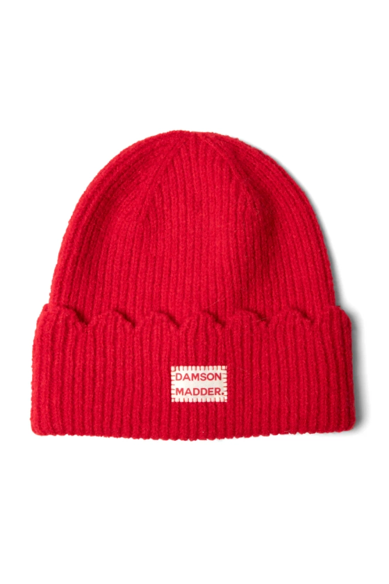 scalloped edge beanie - red