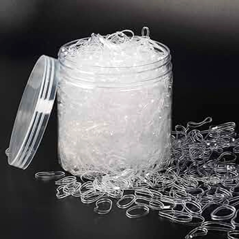 AHIER Clear Elastic Hair Bands, 2000PCS Small Hair Elastics Mini Rubber Hair Ties, Disposable Elastic Hair Holder 2mm in Width and 30mm in Length