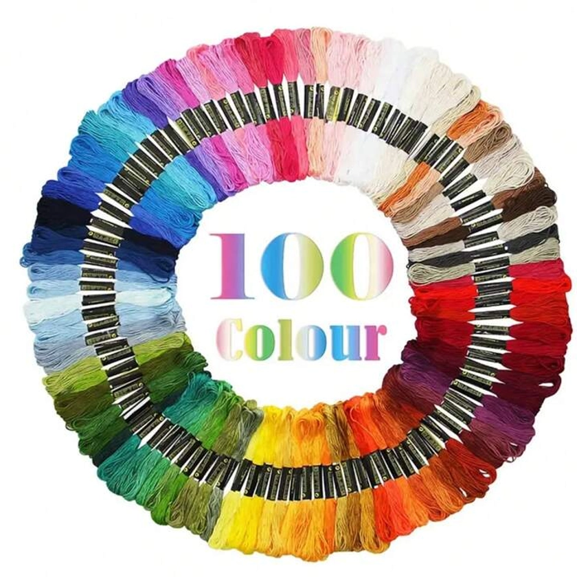 50 pièces/100 pièces Fils de croix de point de croix 50/100 Couleurs 6-brins 8m fil de broderie en polyester/coton DIY (Couleur aléatoire) | Mode en ligne | SHEIN FRANCE