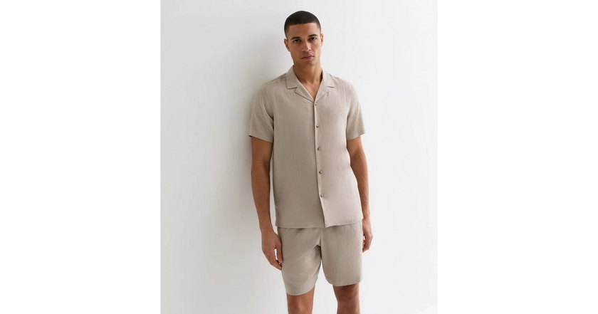 Stone Linen Blend Short Sleeve Shirt | New Look