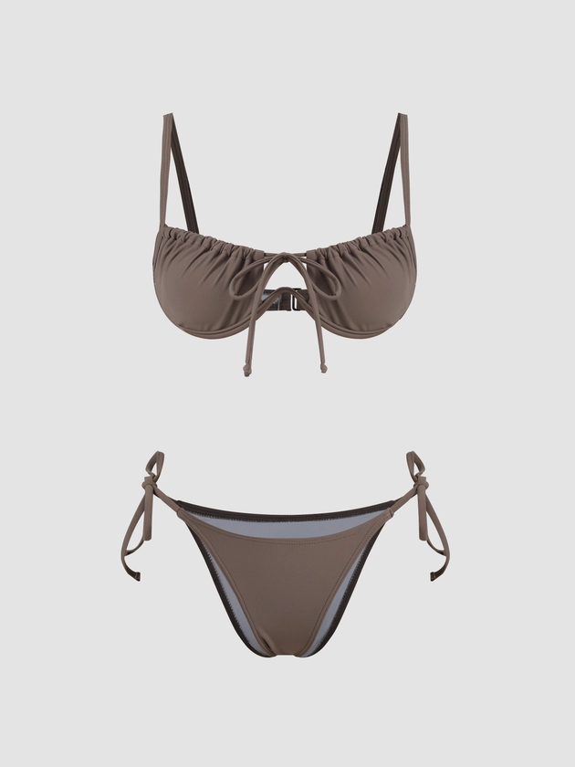 French Riviera Vacation Tie Side Underwire Bikini Swimsuit