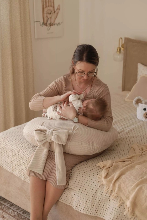 Corduroy Velvet Nursing Pillow - Beige | The Baby Den