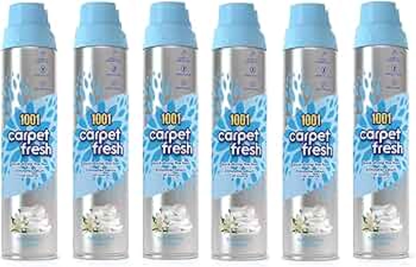 1001 Carpet Fresh Spray Soft Jasmine & Fresh Linen Fragrance, Hours Of Freshness, For Use On Carpets, Rugs & Upholstery, Pack of 6x 300ml Can