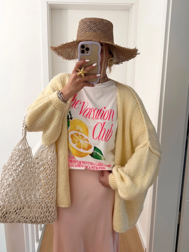 Gilet COON Oversized manches larges jaune pastel 