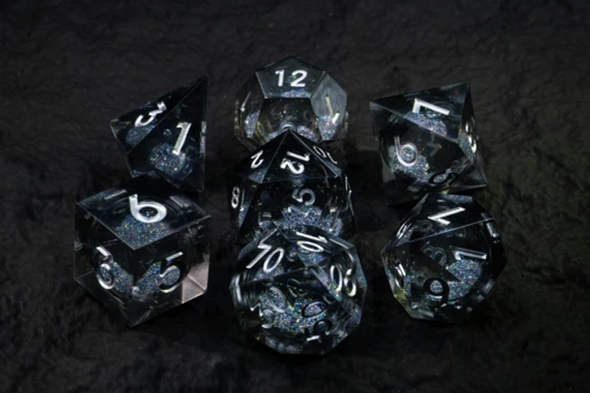 Black Liquid Core Dice Set For Role Playing Games DND Dice Set DND Gift D6 D20