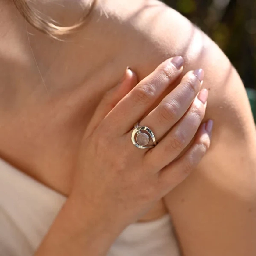 Bague Argent Quartz Rose