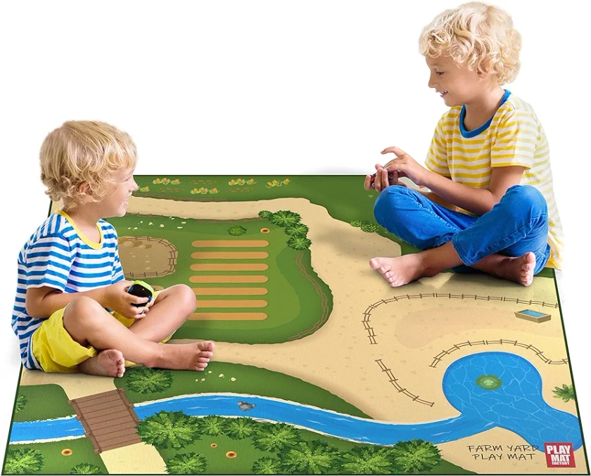 Farm Play Mat for Farm Toys | Foldable Solution |Large Size 57” x 57” | Farm Animals | Tractor Play| Activity Mat | by Play Mat Factory