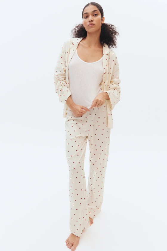 Pyjama en jersey à motif - Crème/cœurs - FEMME | H&M FR