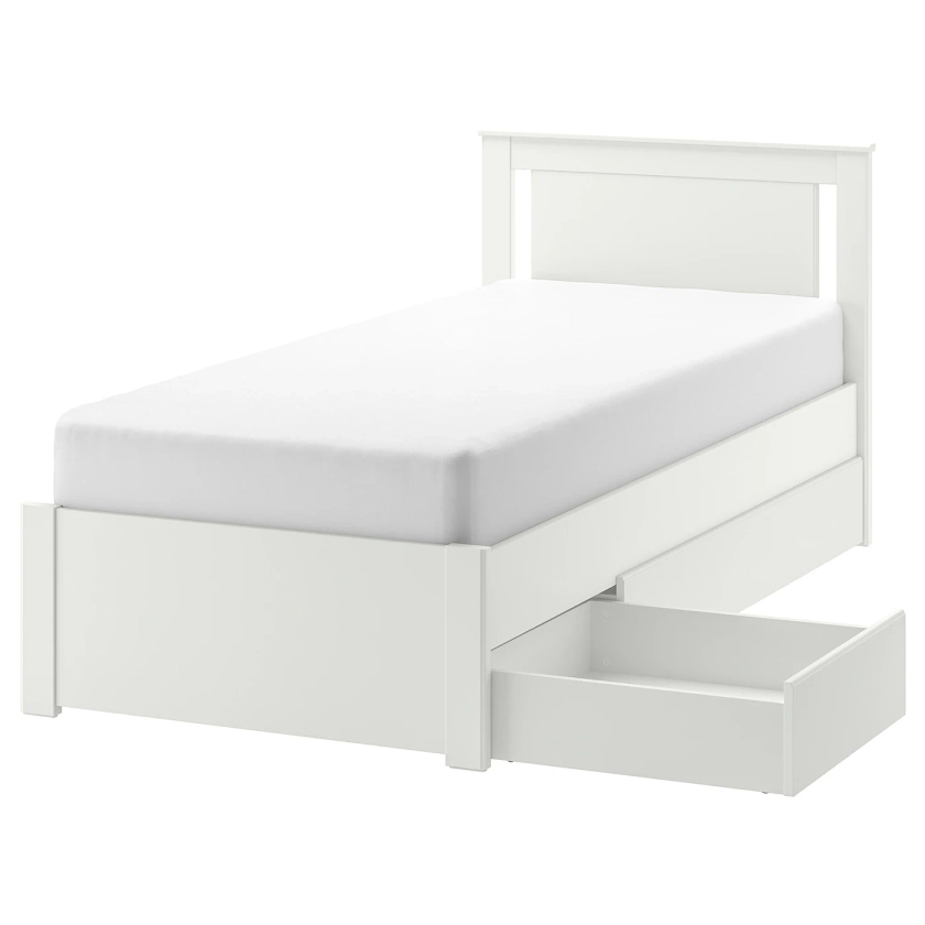 SONGESAND cadre de lit+2boîtes de rangement, blanc, 90x200 cm - IKEA