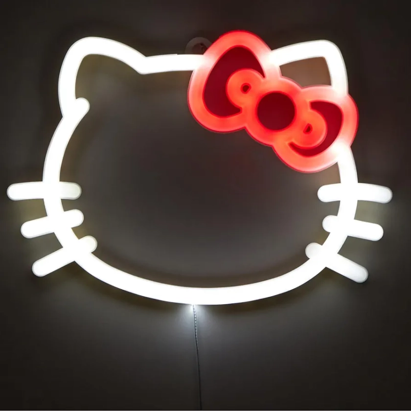 Hello Kitty NK950144 Figural LED Neon Light Up Wall Hanging, Battery Operated, 10" Wx7 H