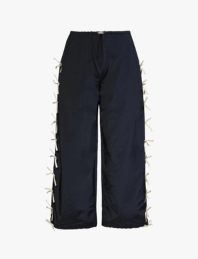 SANDY LIANG - Poppet bows-embellishment wide-leg high-rise shell trousers | Selfridges.com