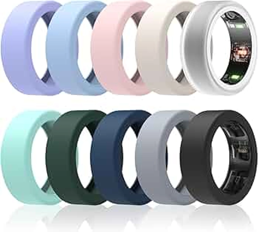 10 Pack Ring Cover for Oura Ring/Galaxy Ring, Anti-Scratch Elastic Silicone Oura Ring Cover/Samsung Galaxy Ring Cover for Working Out Gym