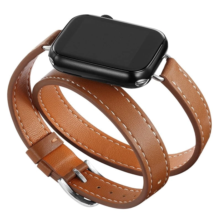 Bracelet Apple Watch en cuir double lanière