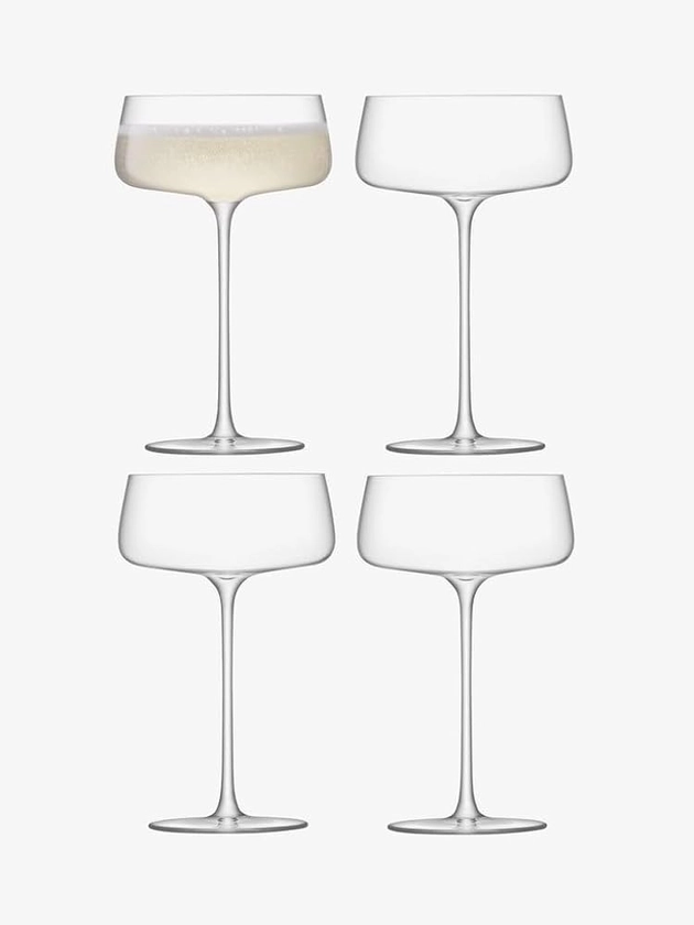 LSA Metropolitan Champagne Saucer 300ml Clear | Set of 4 | Dishwasher Safe | MW06