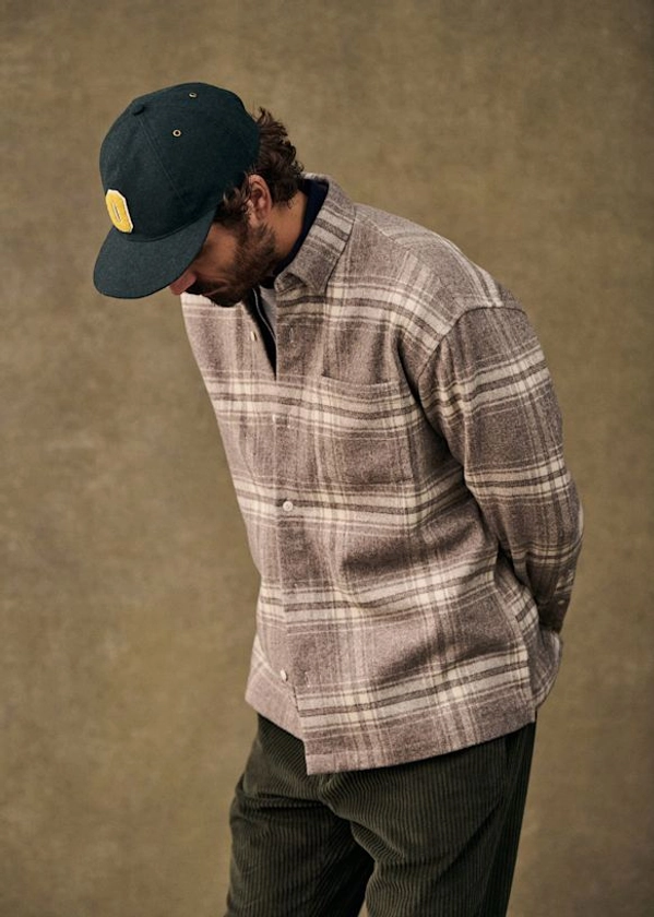 Elowen Overshirt - Beige / Ecru tartan - Wool - Octobre Éditions