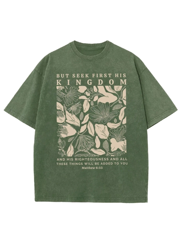 But Seek First His Kingdom Unisex Washed T-Shirt-Lovellx