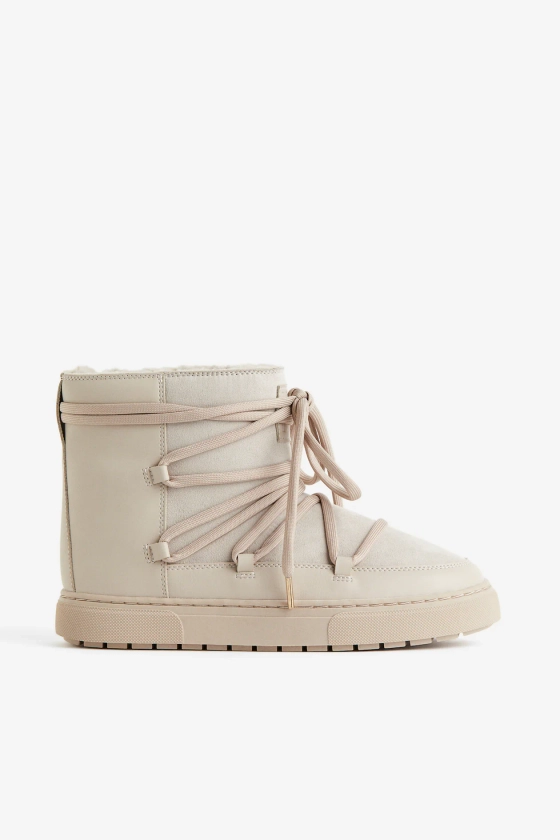 Laced Padded Boots - Beige - Ladies | H&M US