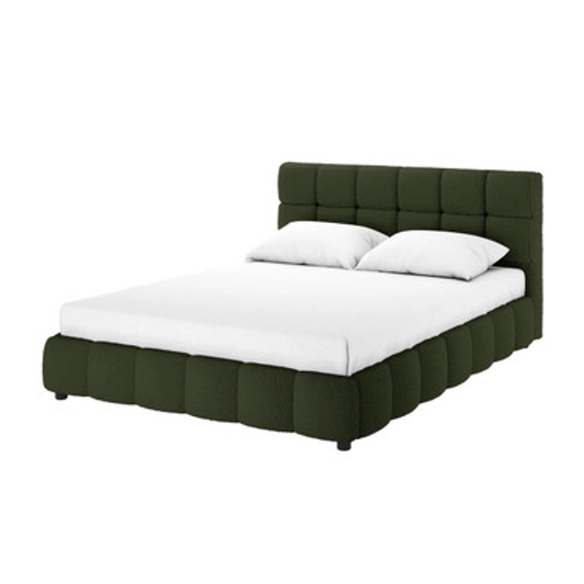 Nikias Tufted Boucle Bed Frame - Green