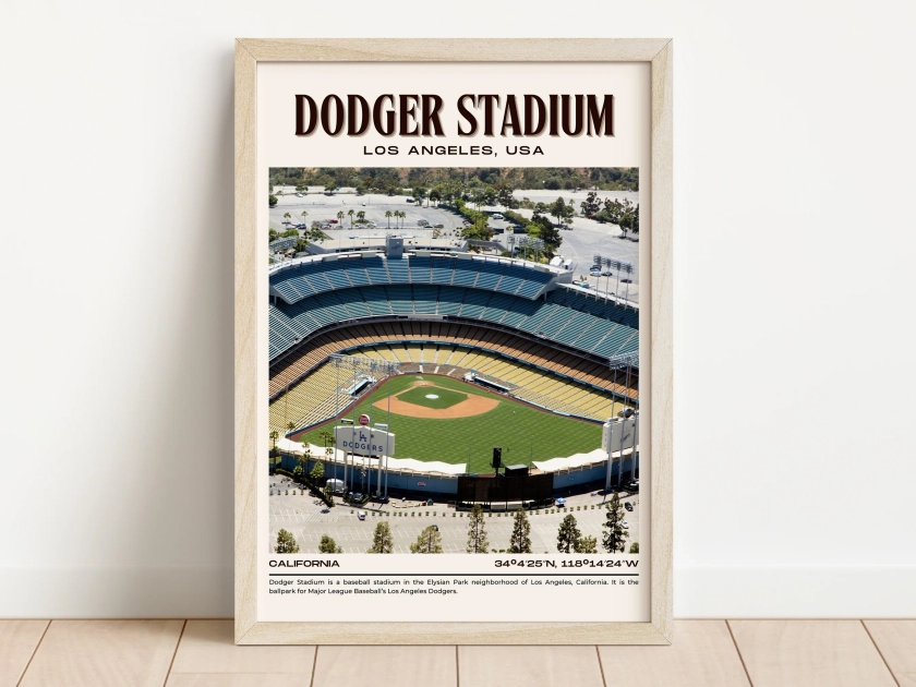 Dodger Stadium Baseball Retro Wall Art