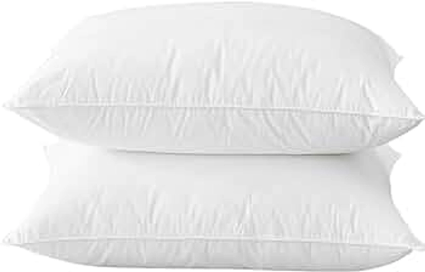 Goose Down Feather Pillows Queen Size Set of 2 Pillows Hotel Bed Pillows for Sleeping Soft and Supportive Pillows for Side and Back Sleepers, Queen (20" x 28")