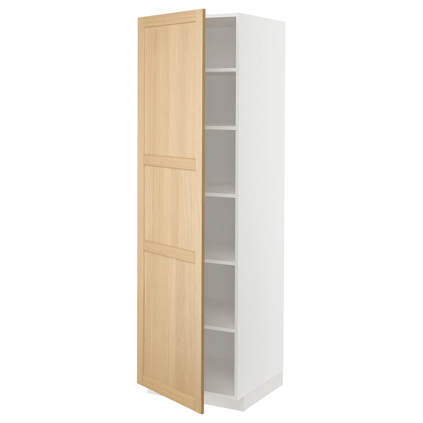 METOD Armoire avec tablettes, blanc/Forsbacka chêne, 60x60x200 cm - IKEA