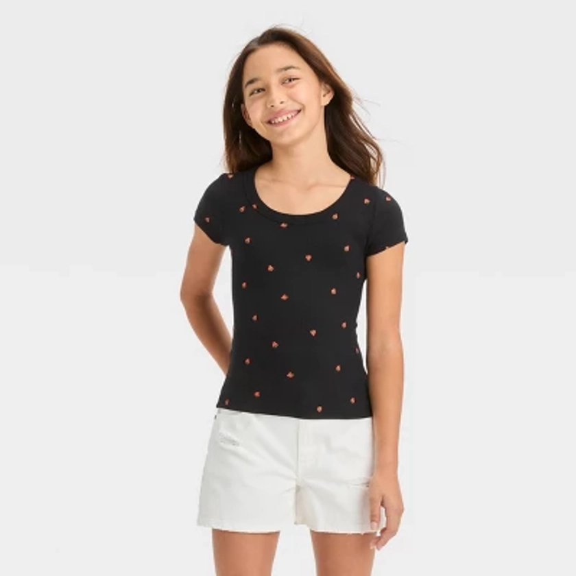 Girls' Scoop Neck Ribbed T-Shirt - art class™