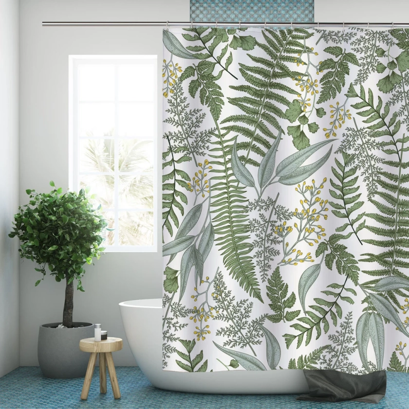 Botanical Leaf Shower Curtain Green Plant Modern Fabric Bathroom Curtains With Hooks Floral Waterproof Home Decor Bathroom Housewarming Gift - Etsy UK