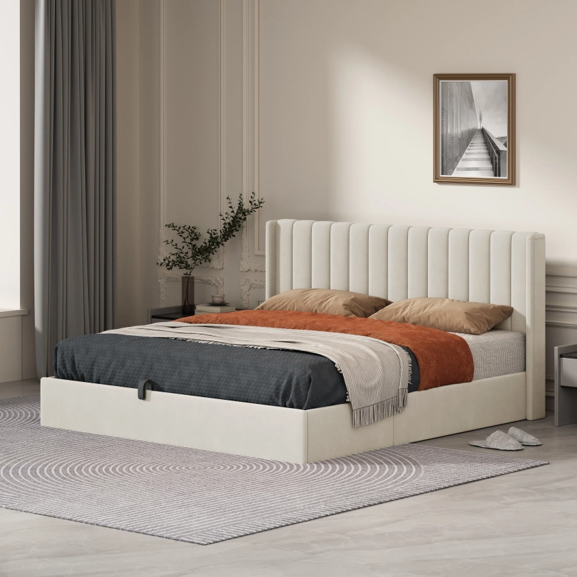 Latitude Run® Daizia Lift Up Storage Platform Bed with Winback Headboard & Reviews | Wayfair