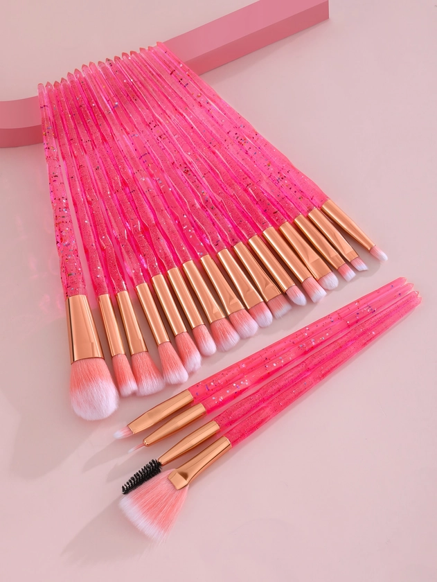 20pcs Glitter Handle Makeup Brush Set