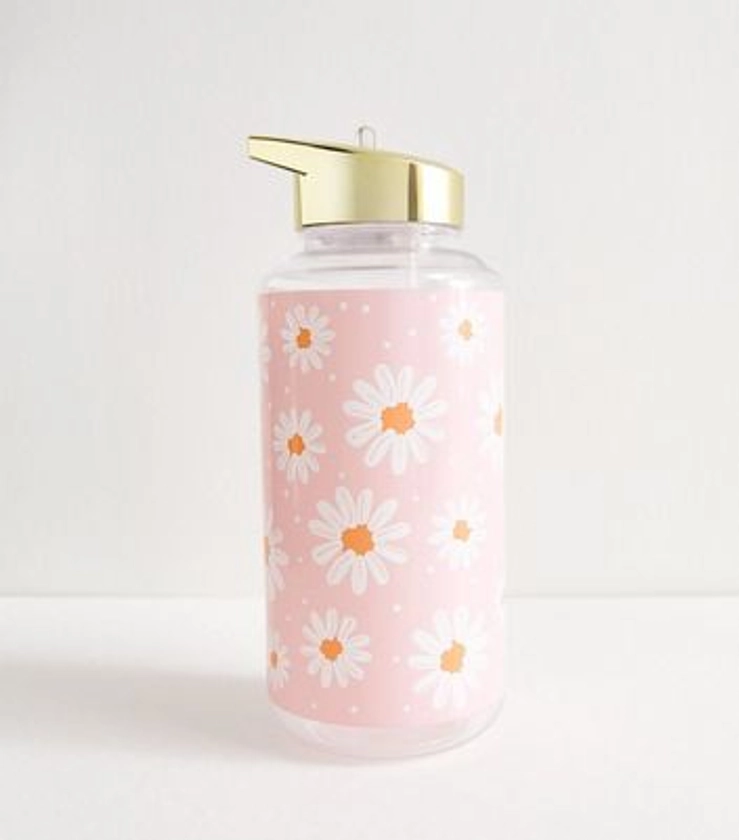 Pink Daisy Print 1L Water Bottle