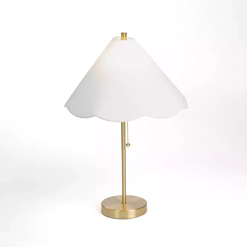 Gold Table Lamp with White Scalloped Shade | Kirklands Home