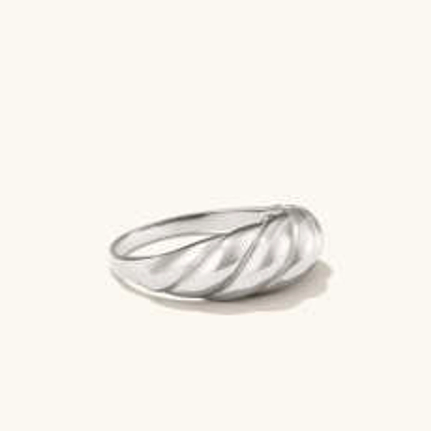 White Gold Thin Croissant Dome Ring | Mejuri