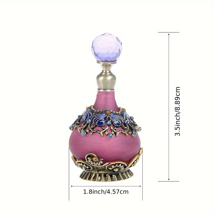 25ml Antique Perfume Bottle Empty Vintage Jeweled Enameled Decorative Crystal Perfume Vials Essential Oil Empty Bottles Home Decoration Dresser Ornament Holiday Gift - Travel Accessories