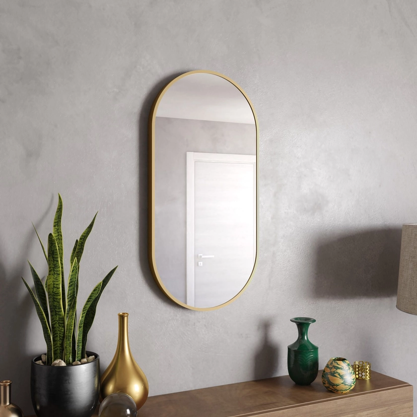 Specchio da interno reversibile 80x40cm con cornicefinitura oro spazzolato - Finley