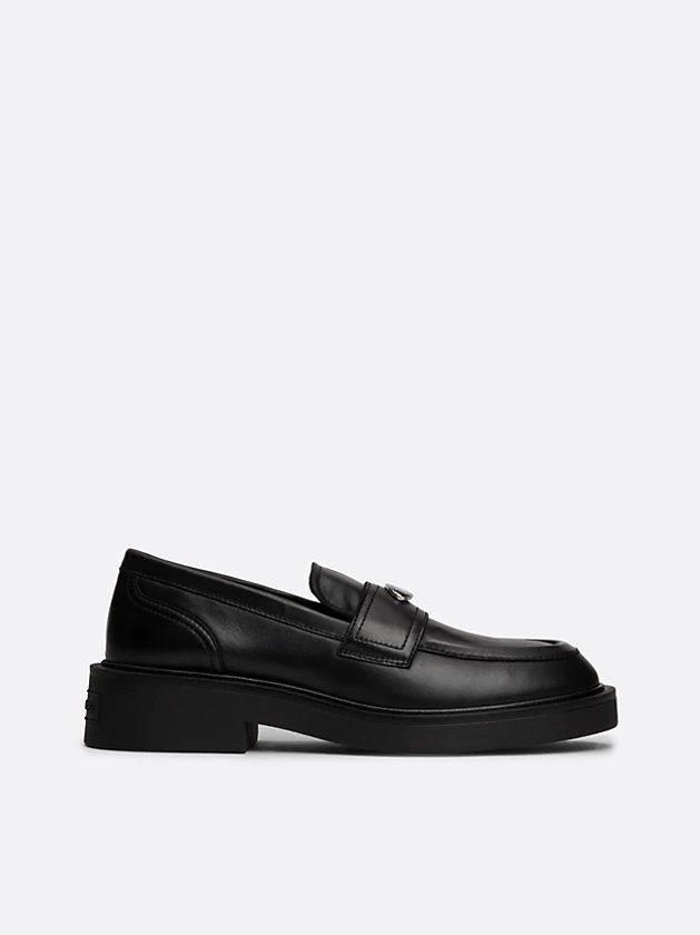 Mocasines planos de piel con suela gruesa | Negro | Tommy Hilfiger