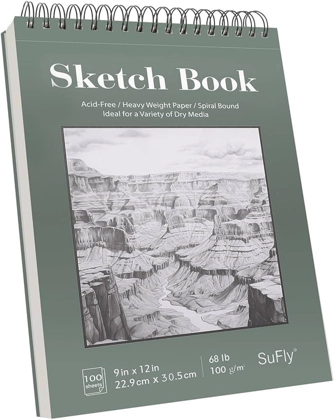 Amazon.com: SuFly 9"x12" Drawing Paper,100 Sheets, Top Spiral Sketch Pad, 68lb/100gsm, White. : Arts, Crafts & Sewing