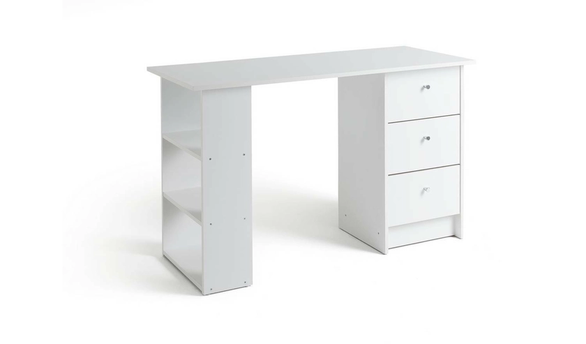 Malibu 3 Drawer Office Desk - White