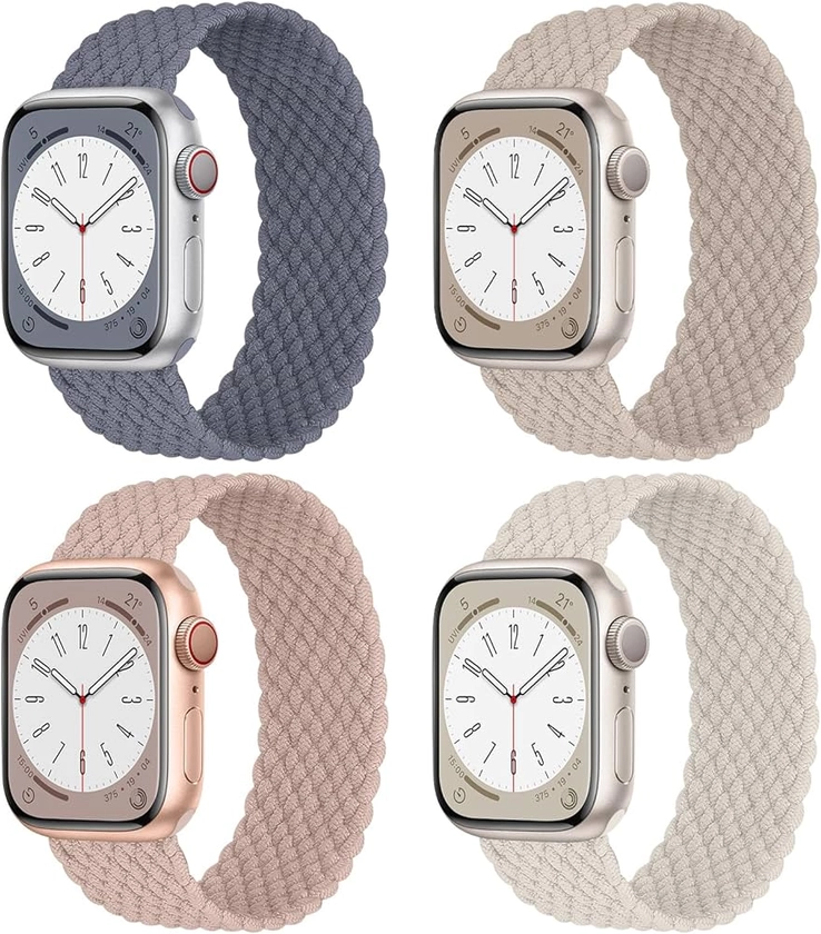 Amazon.com: Stretchy Braided Solo Loop Compatible with Apple Watch Band 38mm 40mm 41mm 42mm 44mm 45mm 49mm Women Men, Solace Bands Elastic Nylon Sport Strap for iWatch Series 9/8/SE/7/6/5/4/3/2/1/Ultra : Cell Phones & Accessories