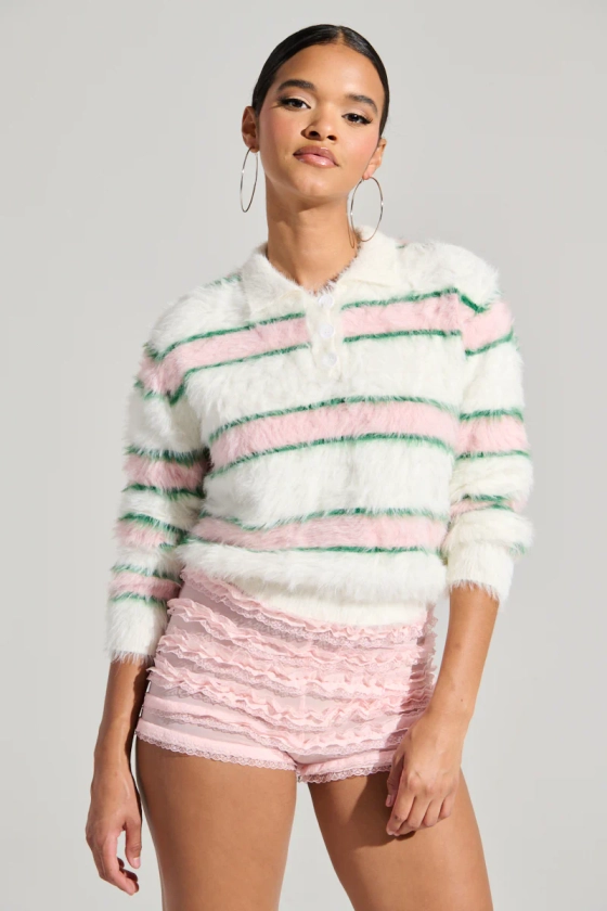 POLO PRINCESS STRIPED CROPPED SWEATER