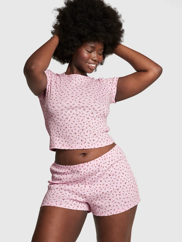 Buy Cotton Heart Pointelle Short Pajama Set - Order Pajamas Sets online 5000009759 - PINK US