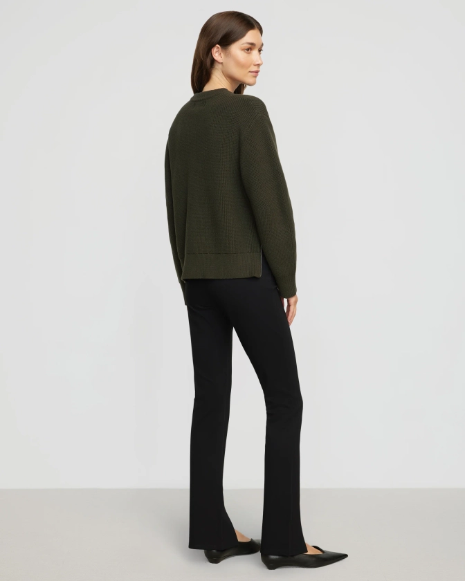 Cass Front-Split Ponte Stretch Pant