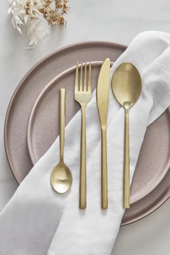 Buy Gold Valencia Stainless Steel 16pc Cutlery Set from the Next UK online shop