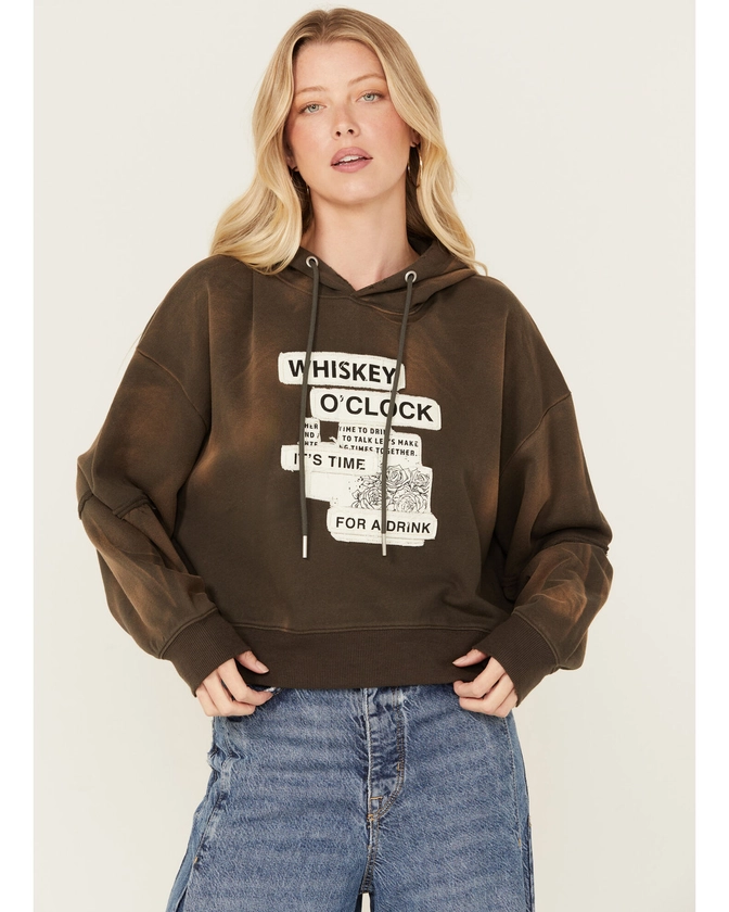 Product Name: Cleo + Wolf Women's Bleached Deconstructed Whiskey Cropped Hoodie
