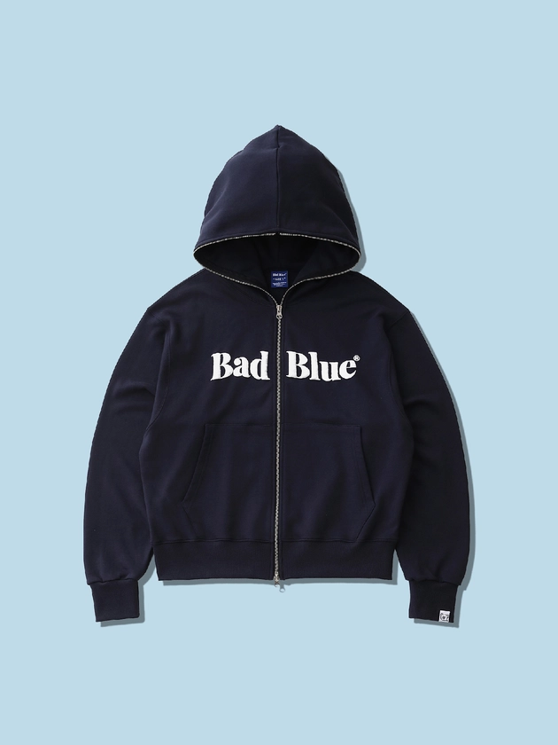 Logo Pull Zip Hoodie Navy